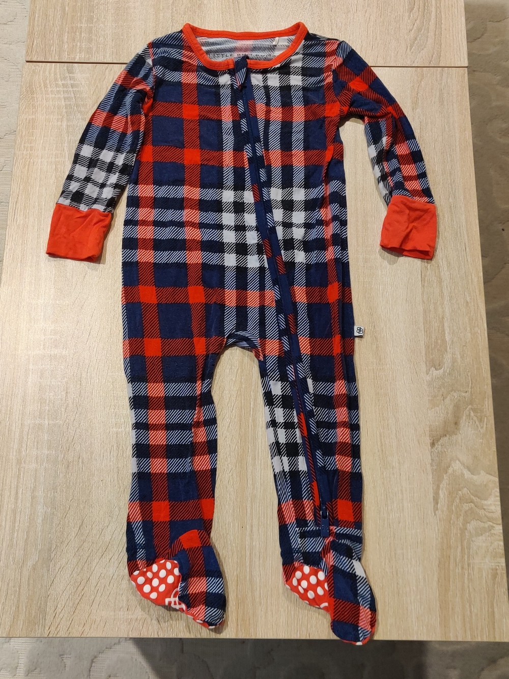 Holiday Plaid Footed One-Piece Pajamas - Red & Navy 18-24mo